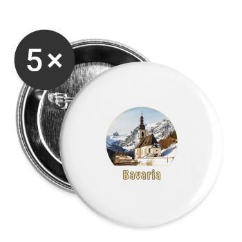 Église de Bavière Ramsau - Lot de 5 grands badges (56 mm) - blanc - Devant