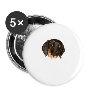 Bayerischer Gebirgsschweißhund - Buttons groß 56 mm (5er Pack) - Weiß - Vorne