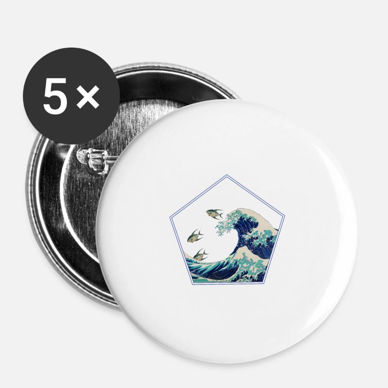 Great Wave - Buttons large 2.2''/56 mm (5-pack) - white