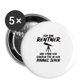 Ich bin Rentner Rente Pension Ruhestand Teleskop - Buttons groß 56 mm (5er Pack) - Weiß - Vorne