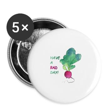 Have a rad day - radishes - blue - Buttons large 2.2''/56 mm (5-pack) - white - Front