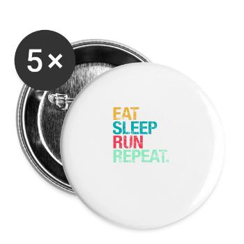 Pour les coureurs: manger, dormir, courir, répéter - Lot de 5 grands badges (56 mm) - blanc - Devant