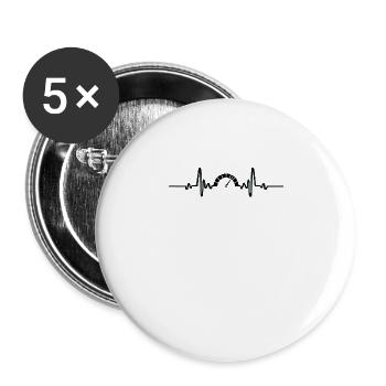 Car speedometer motorist heartbeat EKG pulse gift - Buttons large 2.2''/56 mm (5-pack) - white - Front