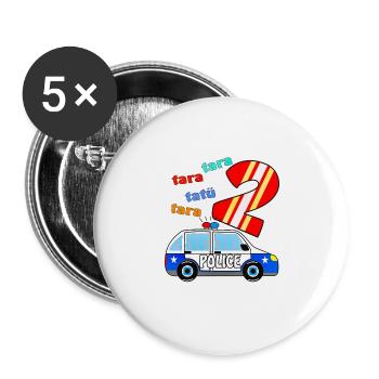PolizeiAuto 2 - Buttons groß 56 mm (5er Pack) - Weiß - Vorne