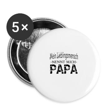 Mein Lieblingsmensch nennt mich Papa - Buttons groß 56 mm (5er Pack) - Weiß - Vorne