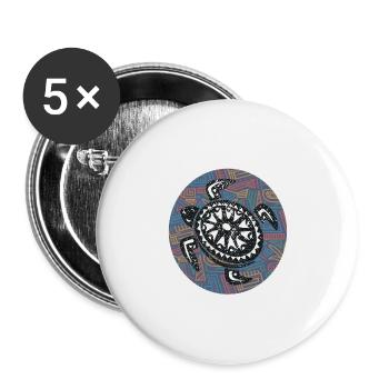 Great Hawaii design with turtle - Buttons large 2.2''/56 mm (5-pack) - white - Front