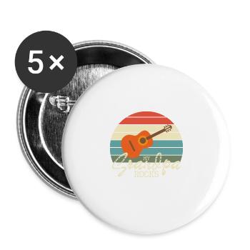Conception de guitare - My Grandpa Rocks - Lot de 5 grands badges (56 mm) - blanc - Devant