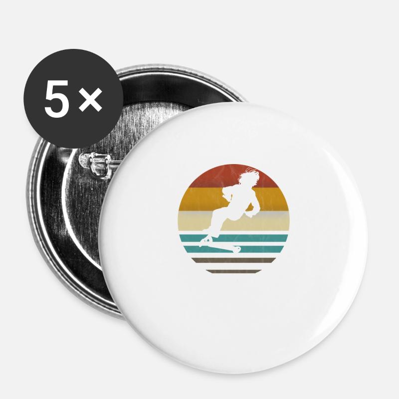Stunt scooter stunt scooter kick scooter retro vintage - Buttons large 2.2''/56 mm (5-pack) - white