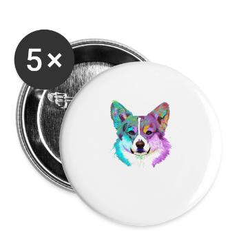 Colored Corgi Dog - Buttons large 2.2''/56 mm (5-pack) - white - Front