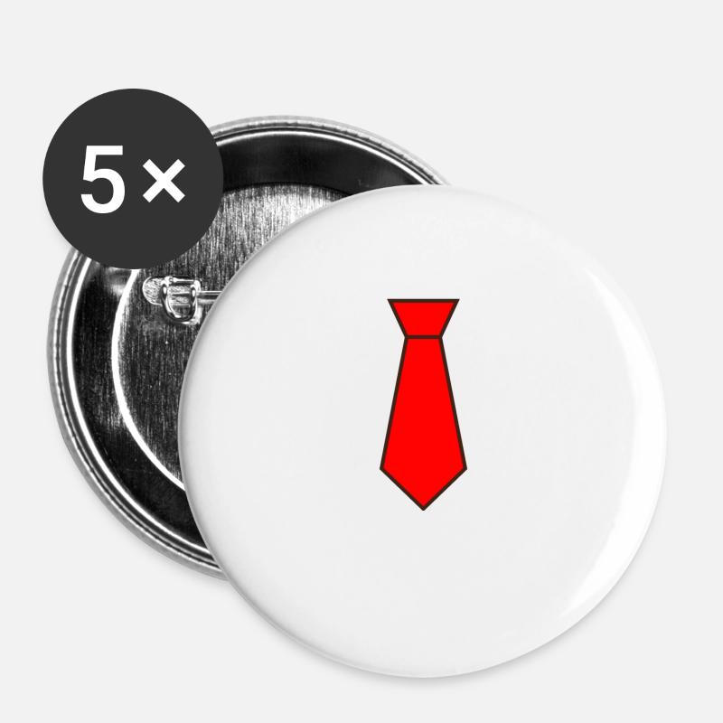 Red tie - Buttons large 2.2''/56 mm (5-pack) - white