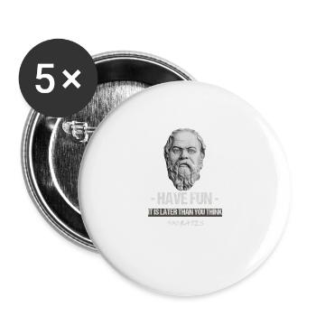 Sokrates Zitat griechischer Philosoph Philosophie - Buttons groß 56 mm (5er Pack) - Weiß - Vorne