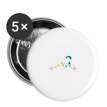 Paragleiten Gleitschirm Geschenk - Buttons groß 56 mm (5er Pack) - Weiß - Vorne