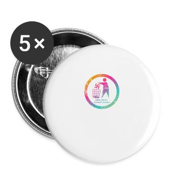 FCK NZS - Die Welt ist bunt! - Gegen Rechts - Buttons groß 56 mm (5er Pack) - Weiß - Vorne