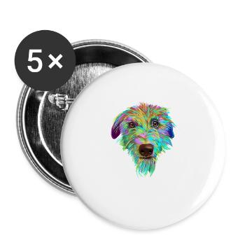 Scottish Deerhound Hund - Buttons groß 56 mm (5er Pack) - Weiß - Vorne