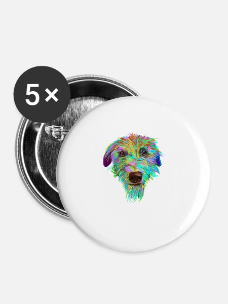 Scottish Deerhound Hund - Buttons groß 56 mm (5er Pack) - Weiß