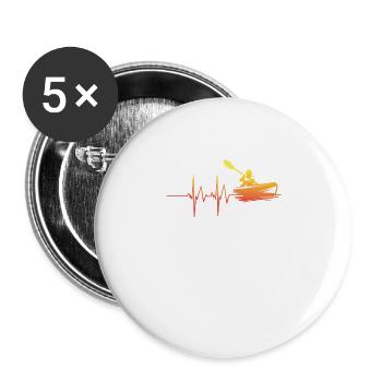 Kajak Wasser Sport Herz Geschenk - Buttons groß 56 mm (5er Pack) - Weiß - Vorne