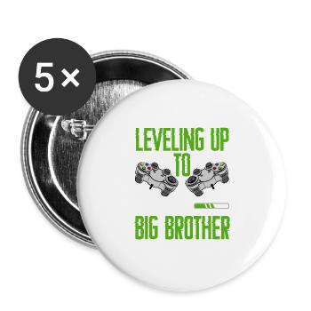 Leveling Up to Big Brother Pregnancy Brother - Buttons large 2.2''/56 mm (5-pack) - white - Front