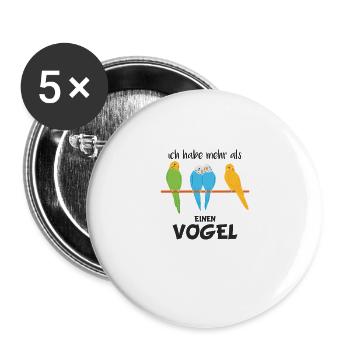 witziges Vogel Wellensittich Geschenk - Buttons groß 56 mm (5er Pack) - Weiß - Vorne