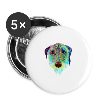 Splash Irish Wolfhound Dog - Buttons large 2.2''/56 mm (5-pack) - white - Front