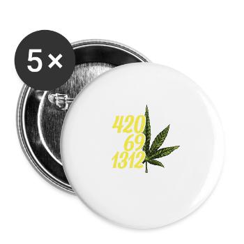 420 Cannabis Culture Stoner Weed - Buttons large 2.2''/56 mm (5-pack) - white - Front
