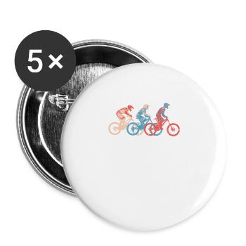 Vintage-Mountainbike-Shirt MTB-Geschenkidee - Buttons groß 56 mm (5er Pack) - Weiß - Vorne