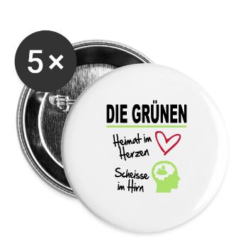 Politik Die Grünen Sprüche Scheisse Hirn - Buttons groß 56 mm (5er Pack) - Weiß - Vorne