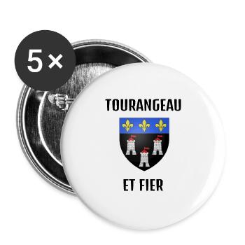 TOURANGEAU ET FIER - Lot de 5 grands badges (56 mm) - blanc - Devant