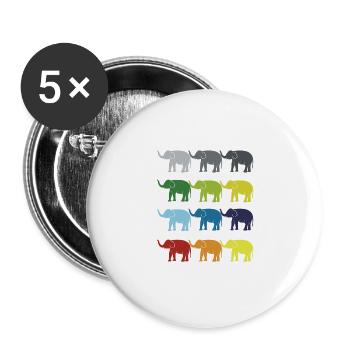 Néon Pop Art Retro Elephant Idée cadeau d’éléphant - Lot de 5 grands badges (56 mm) - blanc - Devant