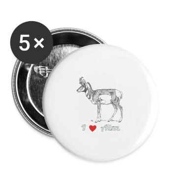 Alm Liebhaber Österreich I Herz Alm Geißbock - Buttons groß 56 mm (5er Pack) - Weiß - Vorne