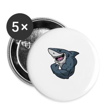 Hai Bizeps Muskel Motivation - Buttons groß 56 mm (5er Pack) - Weiß - Vorne