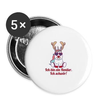 witziges Weihnachten Ich bin ein Rentier Einhorn - Buttons groß 56 mm (5er Pack) - Weiß - Vorne