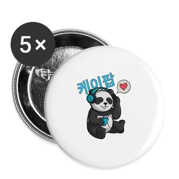 K-Pop & Chill caractères coréens coréen - Lot de 5 grands badges (56 mm) - blanc - Devant