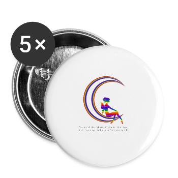 LGBT Girl Halbmond Gay Pride Design Bunt für CSD - Buttons groß 56 mm (5er Pack) - Weiß - Vorne