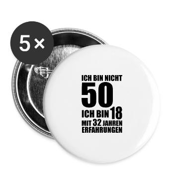 Lustiger 50 Geburtstag Spruch Geschenk - Buttons groß 56 mm (5er Pack) - Weiß - Vorne