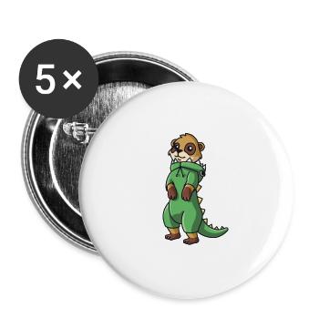 Kawaii meerkat in dino costume kawaii ladies - Buttons large 2.2''/56 mm (5-pack) - white - Front