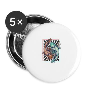 Poisson koi koi Japon - Lot de 5 grands badges (56 mm) - blanc - Devant