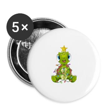 Schildkröten Weihnachtsbaum Weihnachten Geschenk S - Buttons groß 56 mm (5er Pack) - Weiß - Vorne