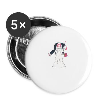 Der Jäger wurde zur Beute JGA Junggesellenabschied - Buttons groß 56 mm (5er Pack) - Weiß - Vorne
