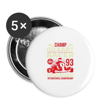 Go Kart Racer Super Speed Racetrack Geschenkidee - Buttons groß 56 mm (5er Pack) - Weiß - Vorne