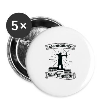 Bogenschützen Improvisieren Spruch - Archer - Buttons groß 56 mm (5er Pack) - Weiß - Vorne