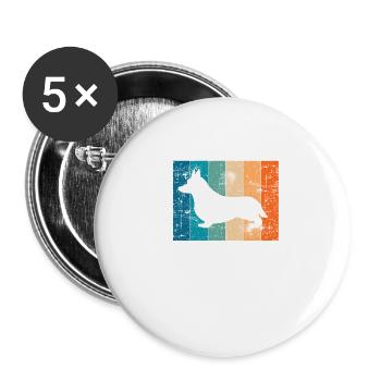 Corgi Retro Welsh Corgi Pembroke Dog Gift - Lot de 5 grands badges (56 mm) - blanc - Devant