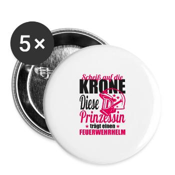 Feuerwehr freiwillige Feuerwehr Feuerwehrmann Frau - Buttons groß 56 mm (5er Pack) - Weiß - Vorne