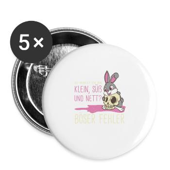 Lustige Hasen Geschenk kleine böse süße Hasen - Buttons groß 56 mm (5er Pack) - Weiß - Vorne