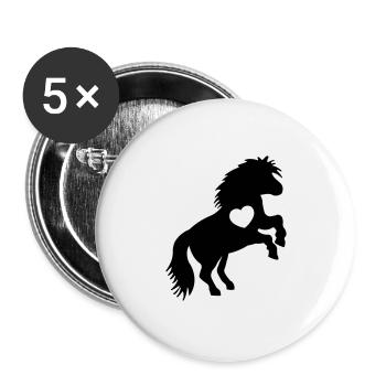 HORSE 8 HEART - Lot de 5 grands badges (56 mm) - blanc - Devant