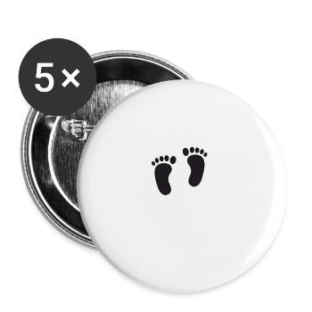 Füße Fuß Fußabdruck Selbst Gestalten Geschenk - Buttons groß 56 mm (5er Pack) - Weiß - Vorne
