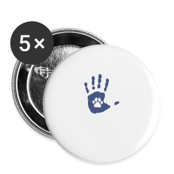 Hand Pfote Hund Katze Selbst Gestalten Geschenk - Buttons groß 56 mm (5er Pack) - Weiß - Vorne