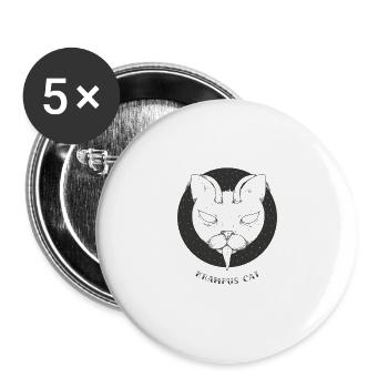 Krampus Katze Weihnachten Geschenk T-Shirt - Buttons groß 56 mm (5er Pack) - Weiß - Vorne