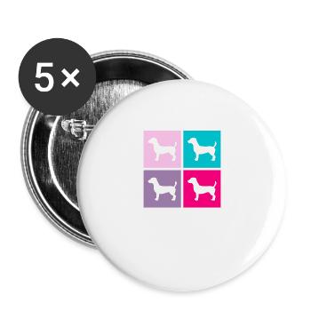 Jack Russel Hund Terrier Retro Geschenk - Buttons groß 56 mm (5er Pack) - Weiß - Vorne