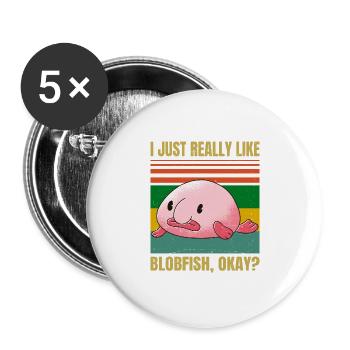 Blobfish Lover - Funny Blobby Fishing - Retro - Buttons large 2.2''/56 mm (5-pack) - white - Front