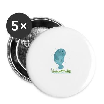 Sweet Manatee Manatee Manatee Dugong Gift - Buttons large 2.2''/56 mm (5-pack) - white - Front